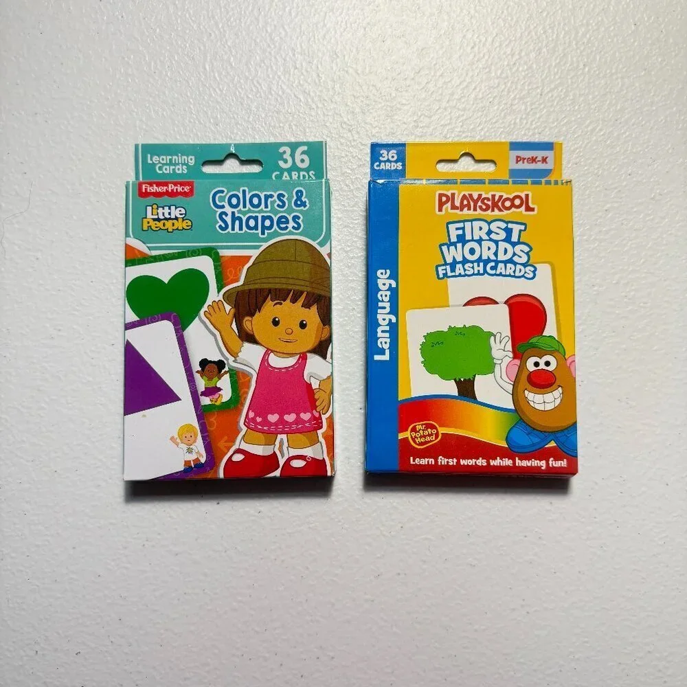 Fisher Price Colors & Shapes + Playskool First Words Flash Cards Set 36 Cards
